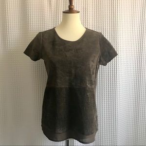 ECRU Anthro Genuine Suede Laser Cut Layered Top
